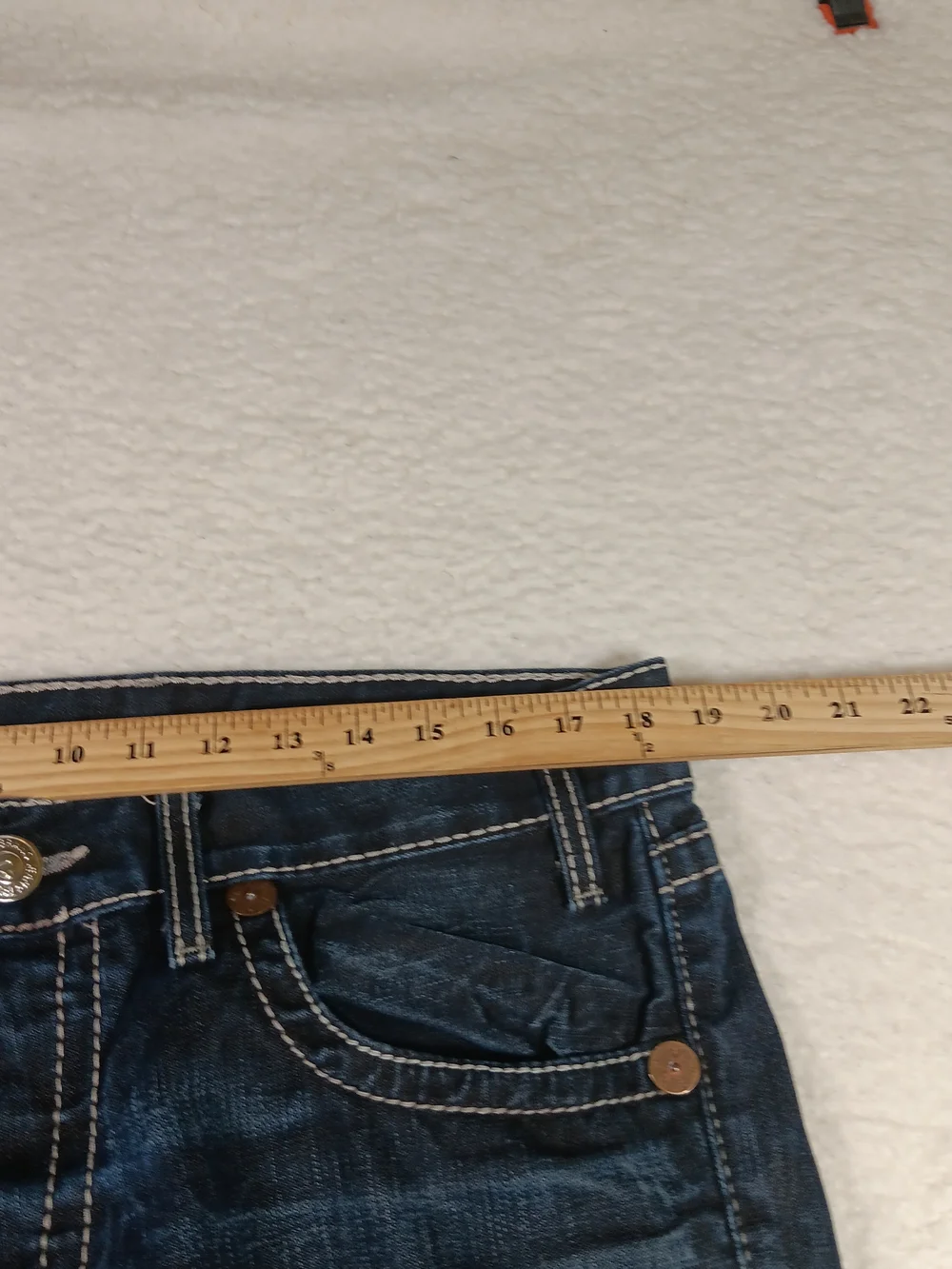 True Religion Jeans Mens 34x34 Blue Denim Logan Big T Straight Thick Stitch